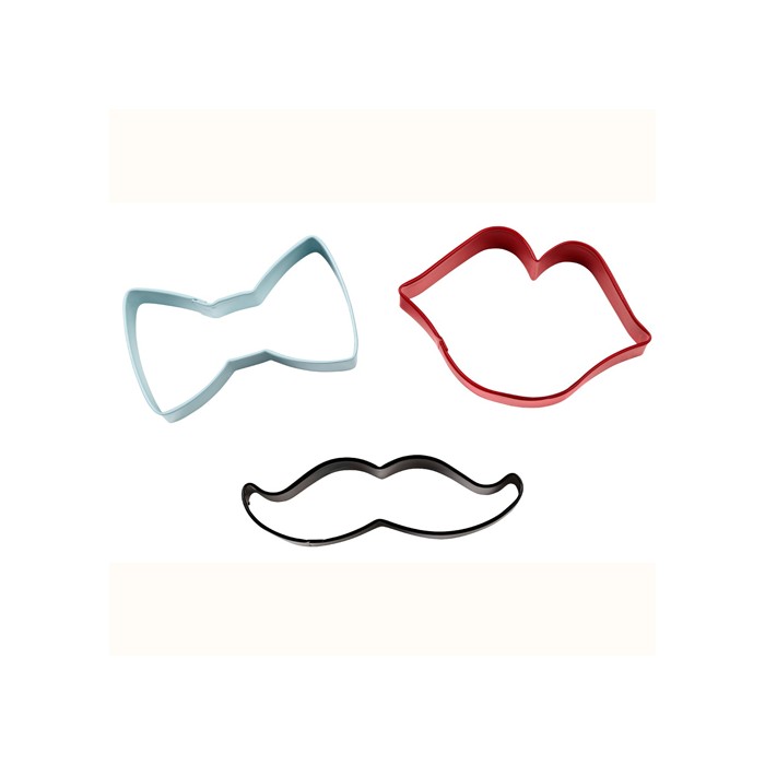 Set cortadores corbata, bigote y labios - Wilton