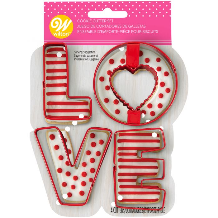 Set 4 cortadores galletas LOVE