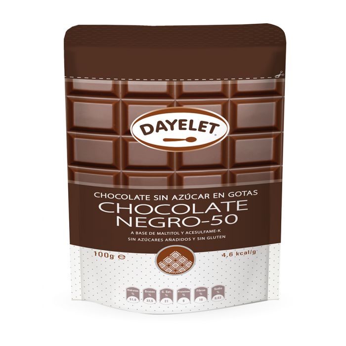 Chocolate negro 52% sin azúcar/sin glúten 100 g. Dayelet 